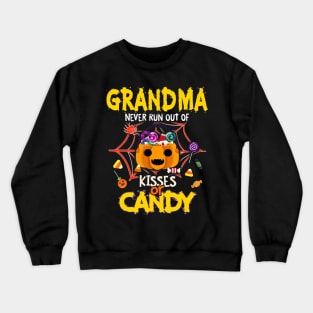 Grandma Never Runs Out Of Kisses Or Candy Halloween Crewneck Sweatshirt